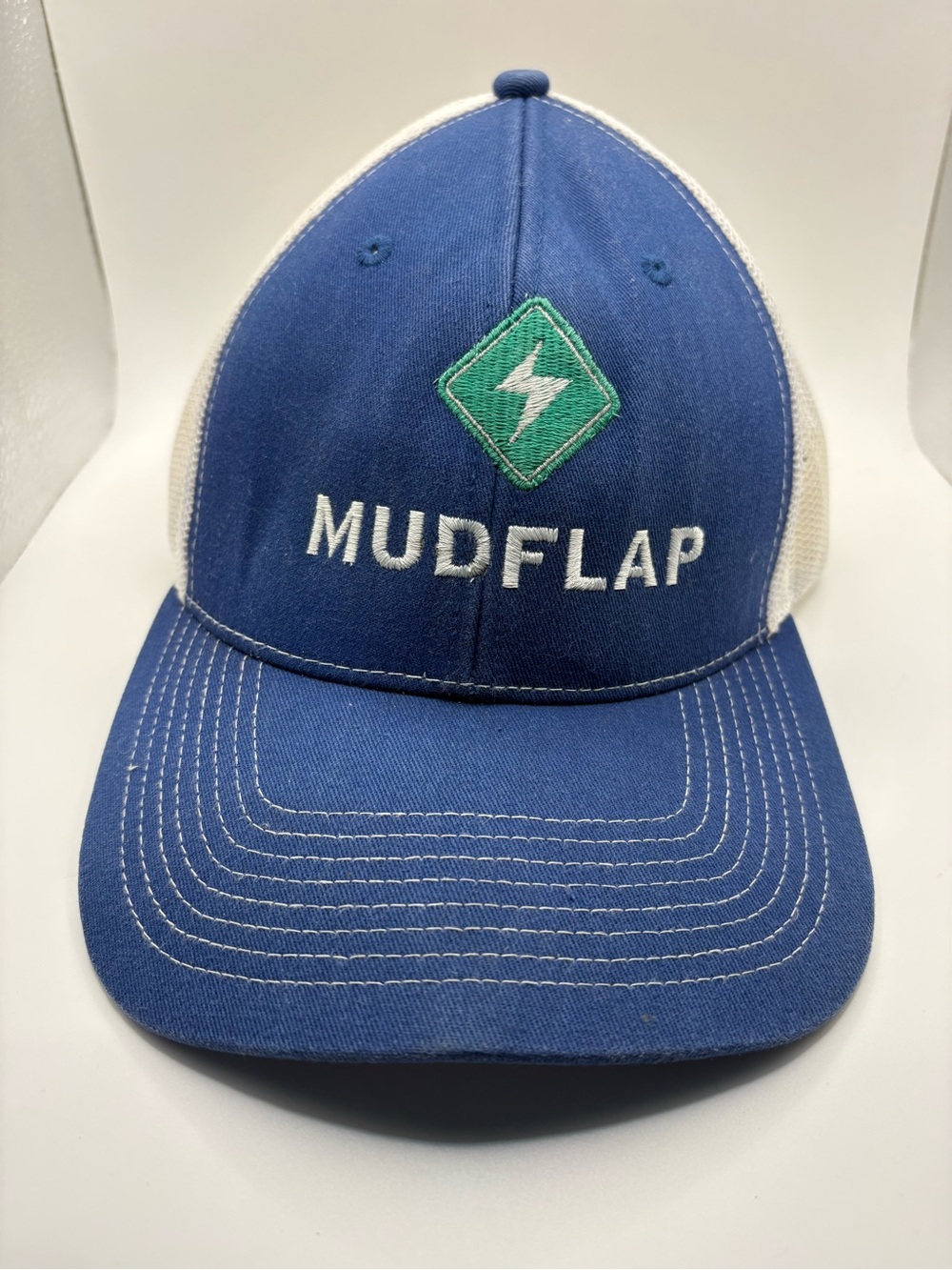 Mudflap Logo Blue White Mesh Trucker Hat Adjustable Snapback Outdoor Cap